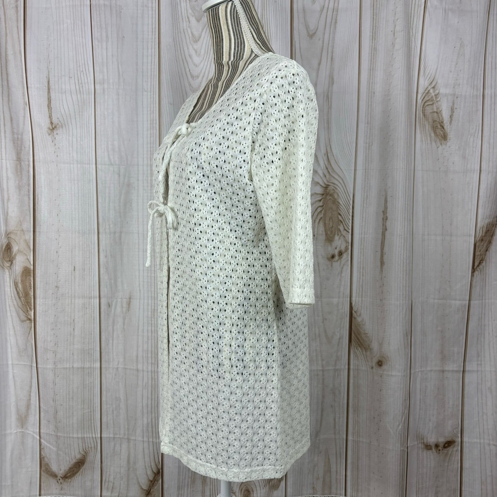 Anne Cole Crochet Swimsuit Cover Bathing Suit Overlay Front Tie White Size Small - Picture 2 of 9